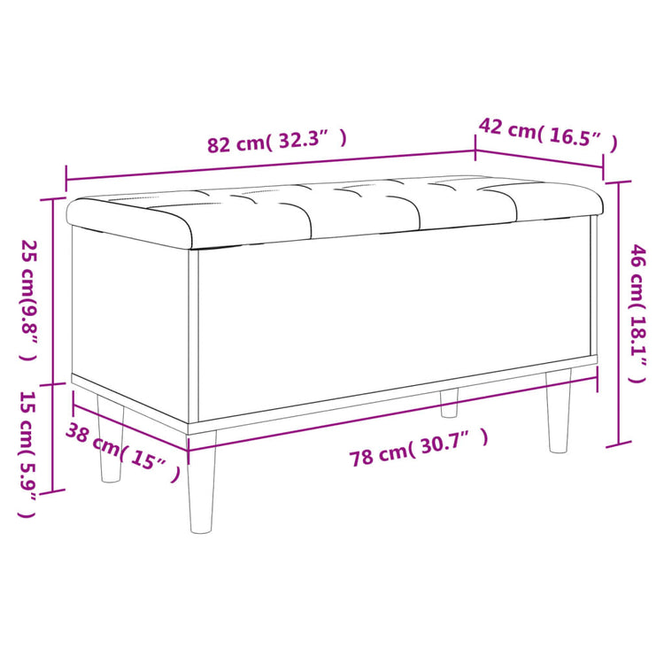 Panca Portaoggetti Rovere Fumo 82x42x46 cm Legno Multistrato 835079