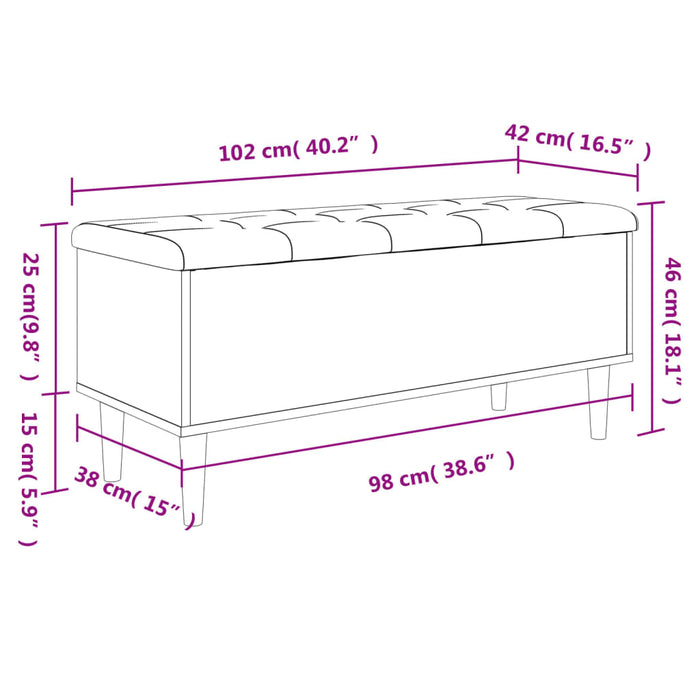 Panca Portaoggetti Rovere Fumo 102x42x46 cm Legno Multistrato 835086