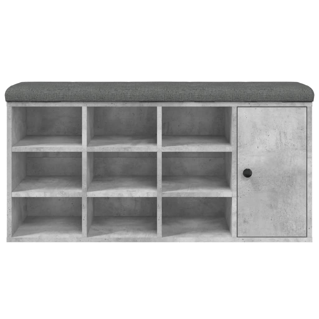 Panca Porta Scarpe Grigio Cemento 102x32x50cm Legno Multistrato 835092