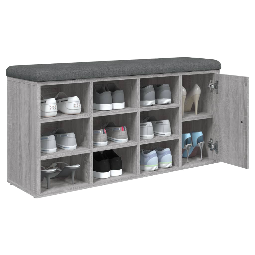 Panca Porta Scarpe Grigio Sonoma 102x32x50 cm Legno Multistrato 835094