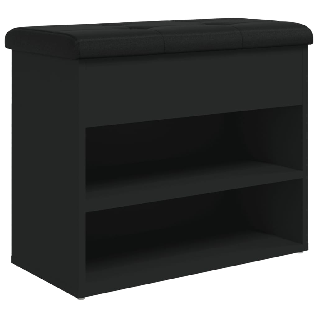 Panca Porta Scarpe Nera 62x32x50 cm in Legno Multistrato 835097