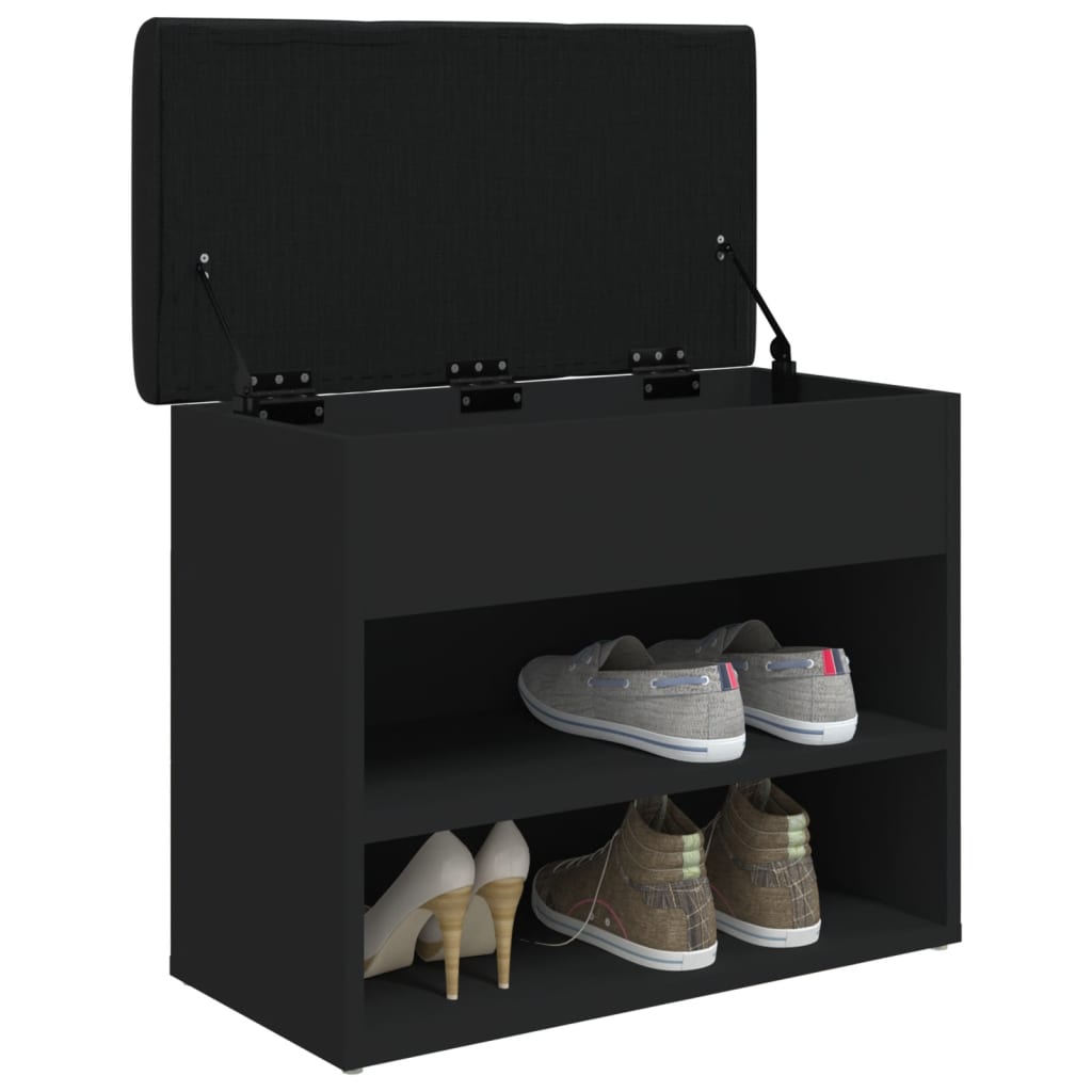 Panca Porta Scarpe Nera 62x32x50 cm in Legno Multistrato 835097