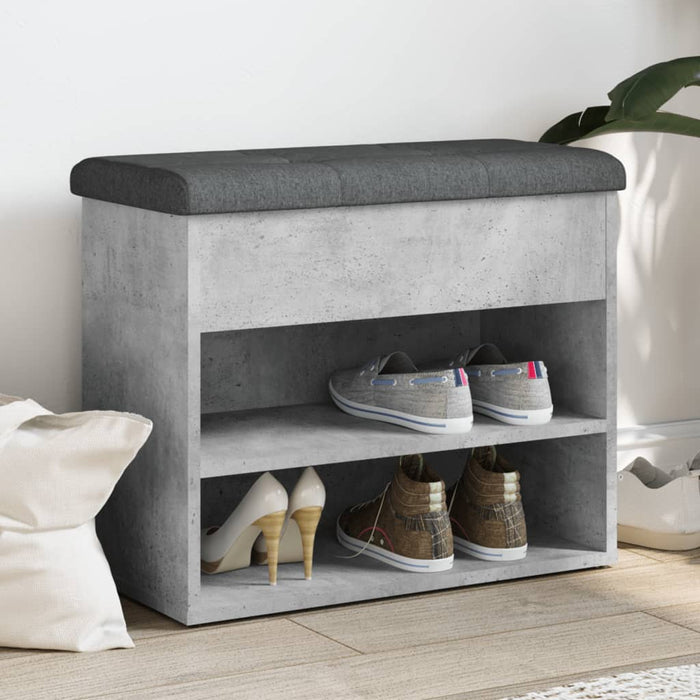 Panca Porta Scarpe Grigio Cemento 62x32x50cm Legno Multistrato 835099