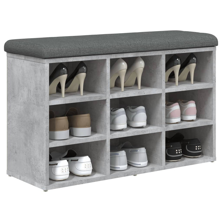 Panca Porta Scarpe Grigio Cemento 82x32x50cm Legno Multistrato 835106