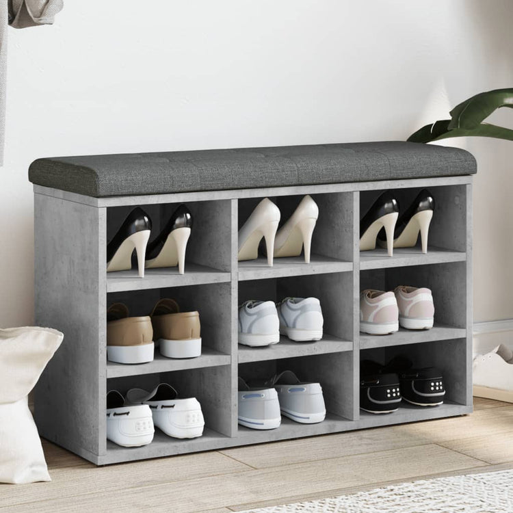 Panca Porta Scarpe Grigio Cemento 82x32x50cm Legno Multistrato 835106