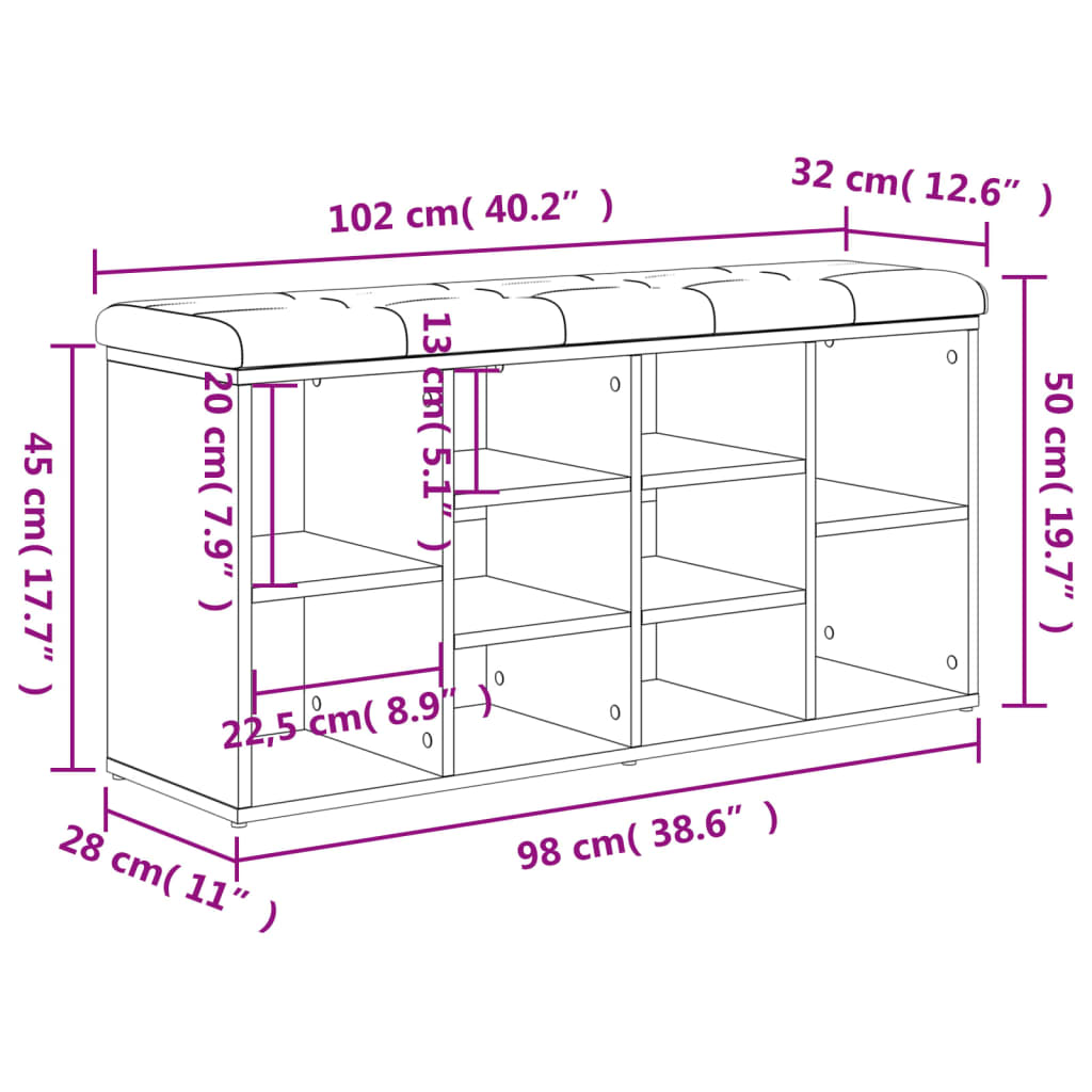 Panca Porta Scarpe Bianca 102x32x50 cm in Legno Multistrato 835110