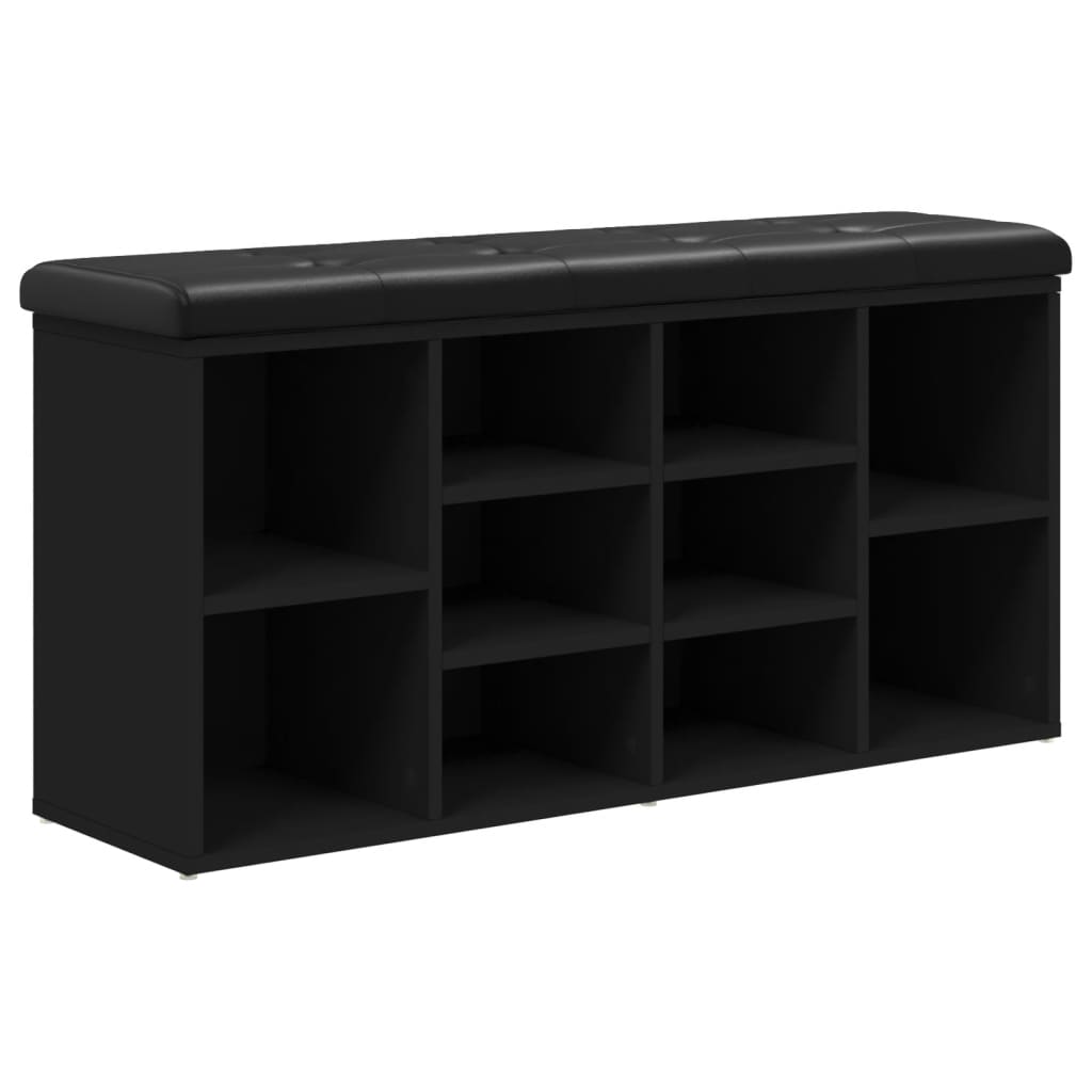 Panca Porta Scarpe Nera 102x32x50 cm in Legno Multistrato 835111