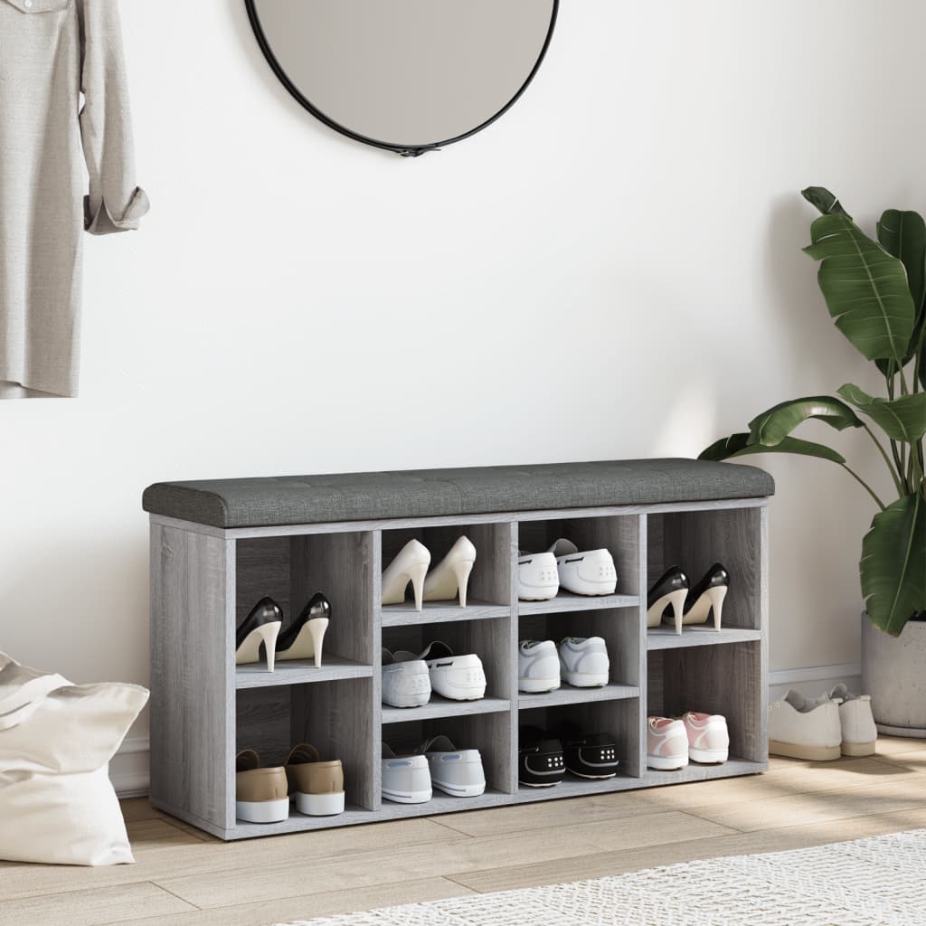 Panca Porta Scarpe Grigio Sonoma 102x32x50 cm Legno Multistrato 835115