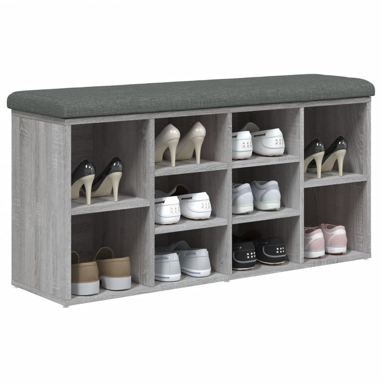 Panca Porta Scarpe Grigio Sonoma 102x32x50 cm Legno Multistrato 835115