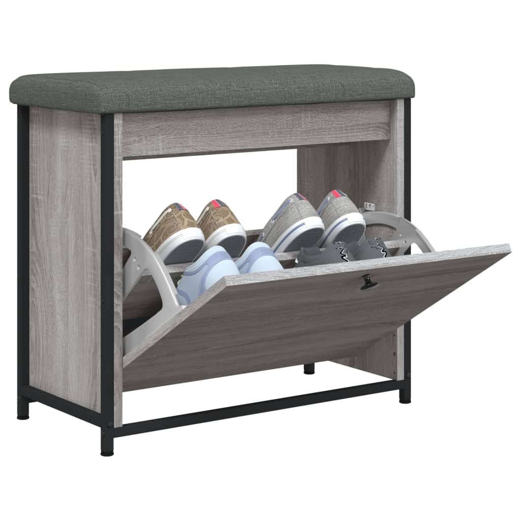 Panca Portascarpe Cassetto Ribaltabile Grigio Sonoma 62x32x56cm 835120