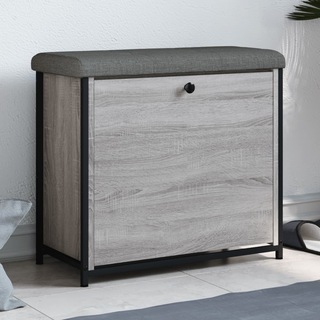 Panca Portascarpe Cassetto Ribaltabile Grigio Sonoma 62x32x56cm 835120