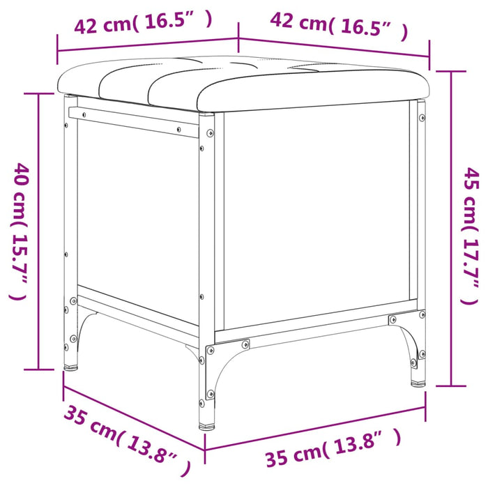 Panca Portaoggetti Rovere Fumo 42x42x45 cm Legno Multistrato 835134