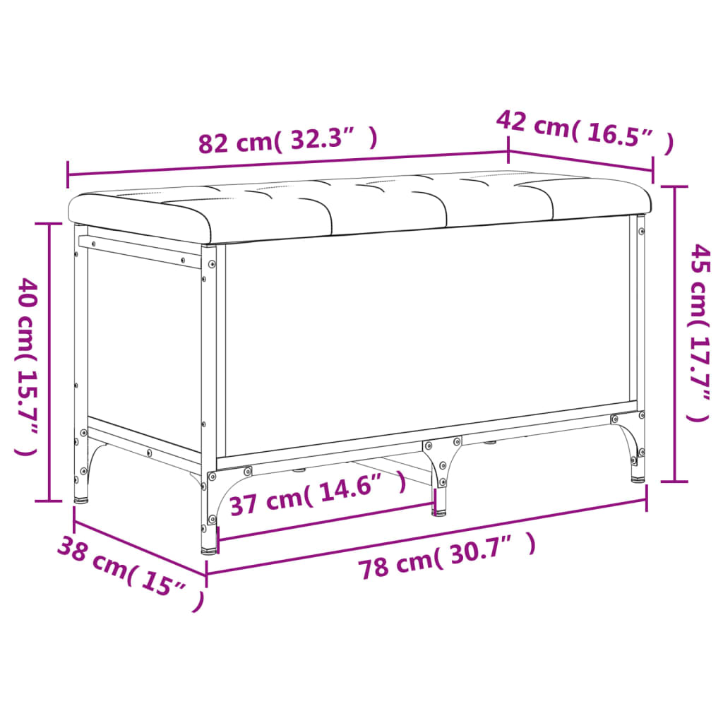 Panca Portaoggetti Rovere Sonoma 82x42x45 cm Legno Multistrato 835143