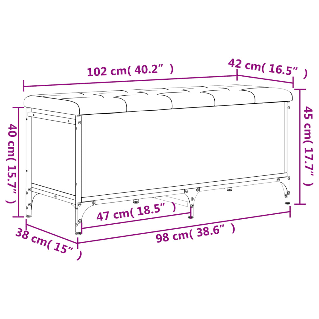 Panca Portaoggetti Nera 102x42x45 cm in Legno Multistrato 835147