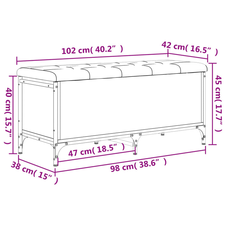 Panca Portaoggetti Nera 102x42x45 cm in Legno Multistrato 835147