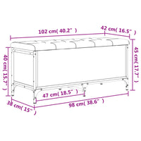 Panca Portaoggetti Rovere Fumo 102x42x45 cm Legno Multistrato 835149