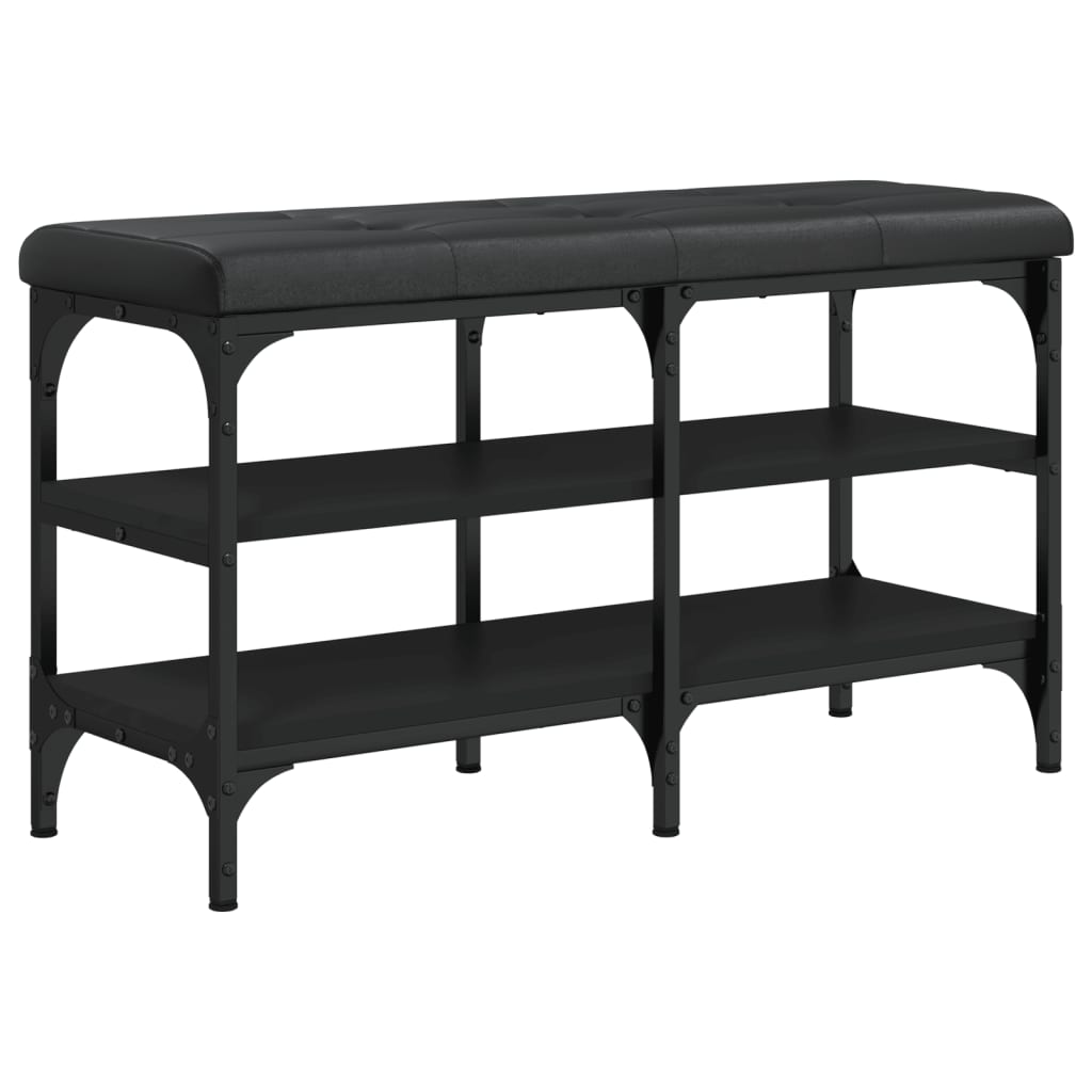 Panca Porta Scarpe Nera 82x32x47 cm in Legno Multistrato 835157