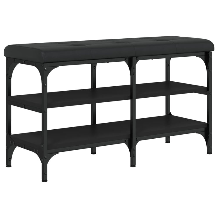 Panca Porta Scarpe Nera 82x32x47 cm in Legno Multistrato 835157