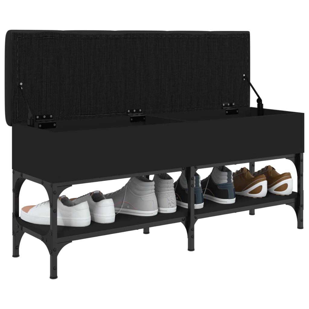 Panca Porta Scarpe Nera 102x32x45 cm in Legno Multistrato 835177