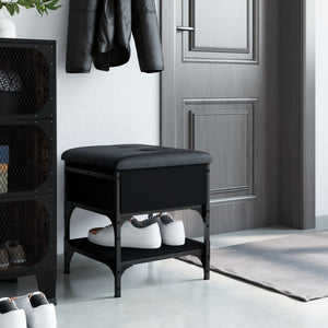 Panca Porta Scarpe Nera 42x42x45 cm in Legno Multistrato 835182