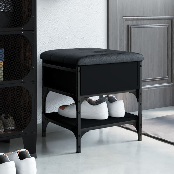 Panca Porta Scarpe Nera 42x42x45 cm in Legno Multistrato 835182