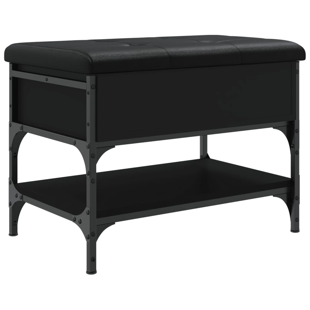 Panca Porta Scarpe Nera 62x42x45 cm in Legno Multistrato 835187