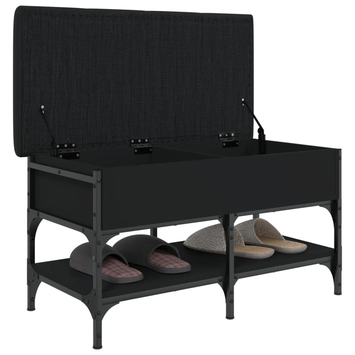 Panca Porta Scarpe Nera 82x42x45 cm in Legno Multistrato 835192