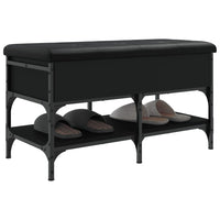 Panca Porta Scarpe Nera 82x42x45 cm in Legno Multistrato 835192