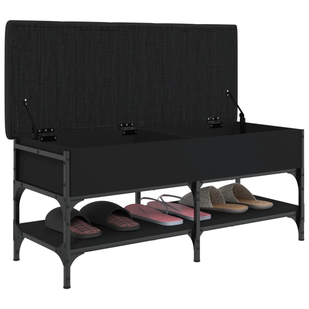 Panca Porta Scarpe Nera 102x42x45 cm in Legno Multistrato 835197