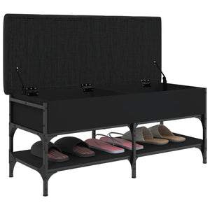 Panca Porta Scarpe Nera 102x42x45 cm in Legno Multistrato 835197