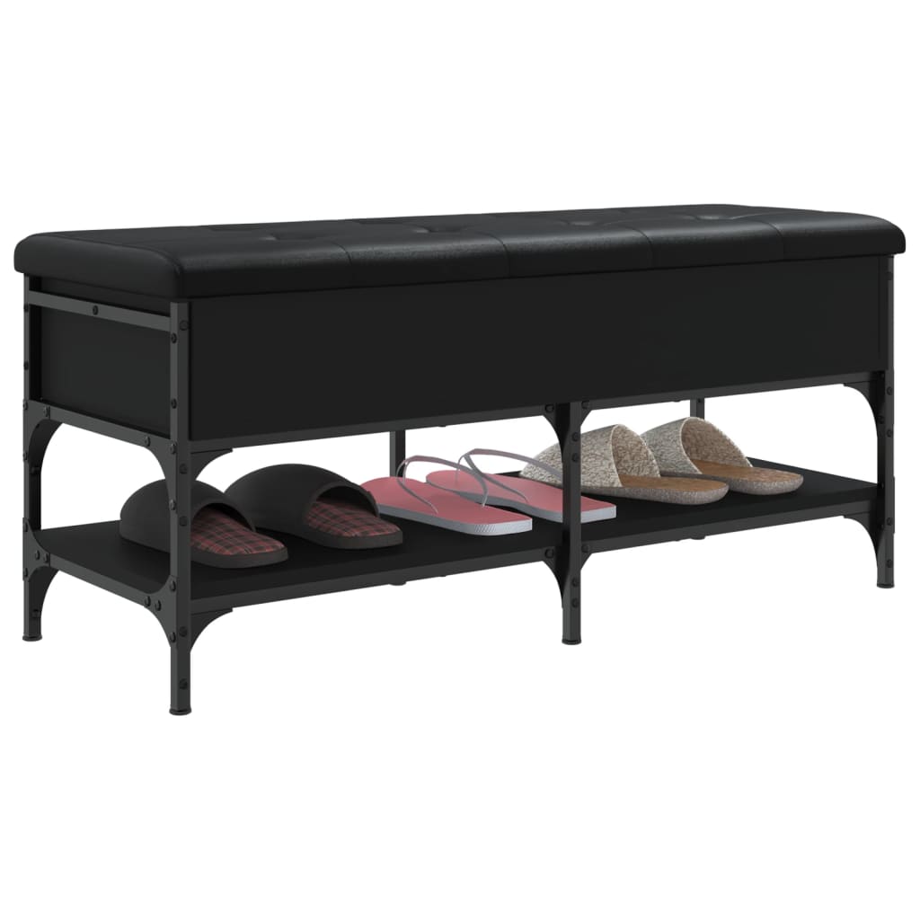 Panca Porta Scarpe Nera 102x42x45 cm in Legno Multistrato 835197