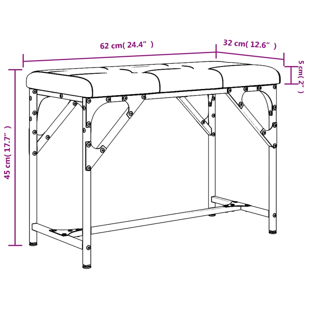 Panca da Pranzo Nera 62x32x45 cm in Acciaio e Similpelle 835217