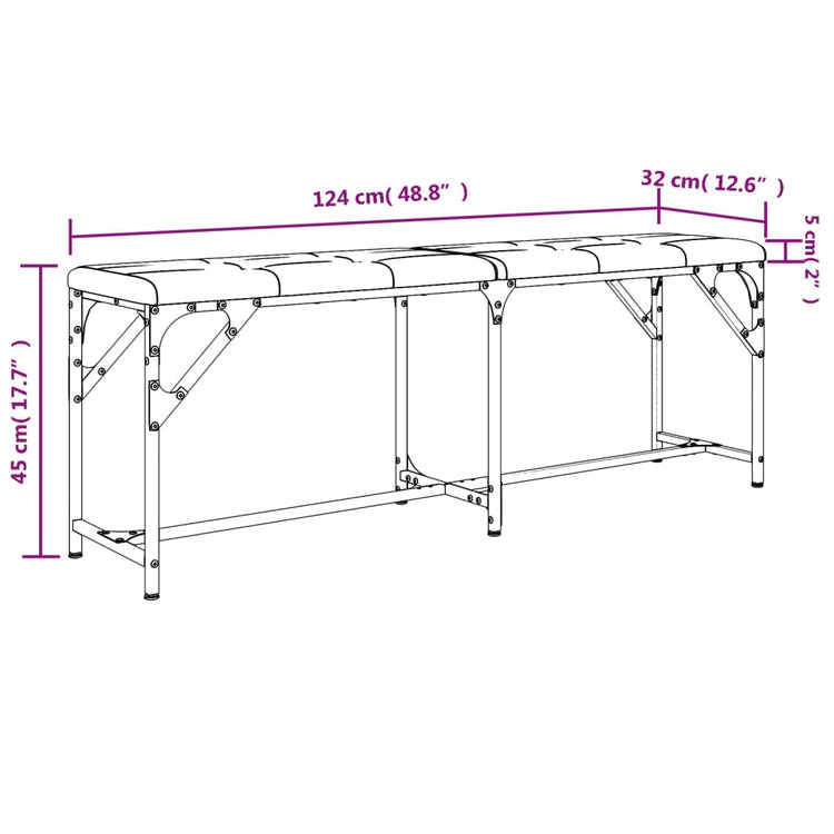 Panca da Pranzo Nera 124x32x45 cm in Acciaio e Similpelle 835220