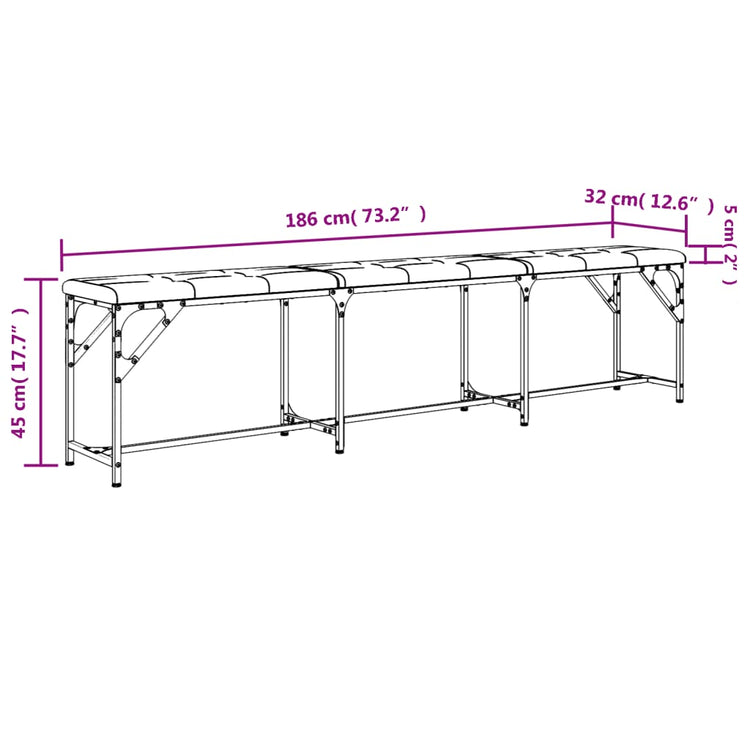 Panca da Pranzo Nera 186x32x45 cm in Acciaio e Similpelle 835223