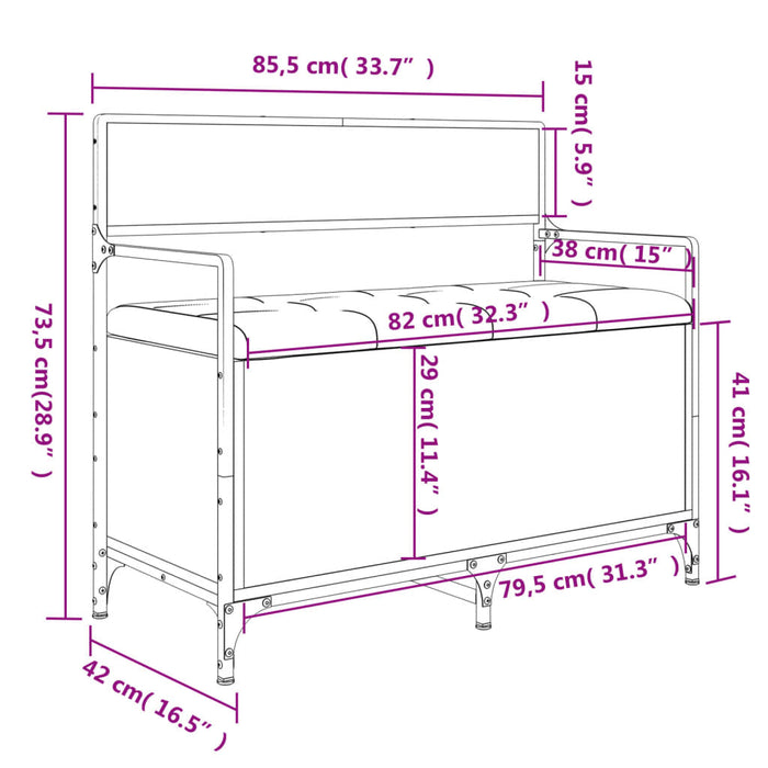 Panca Portaoggetti Grigio Sonoma 85,5x42x73,5 cm Multistrato 835237