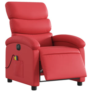 Poltrona Massaggio Elettrica Reclinabile Rosso Similpelle 3204038