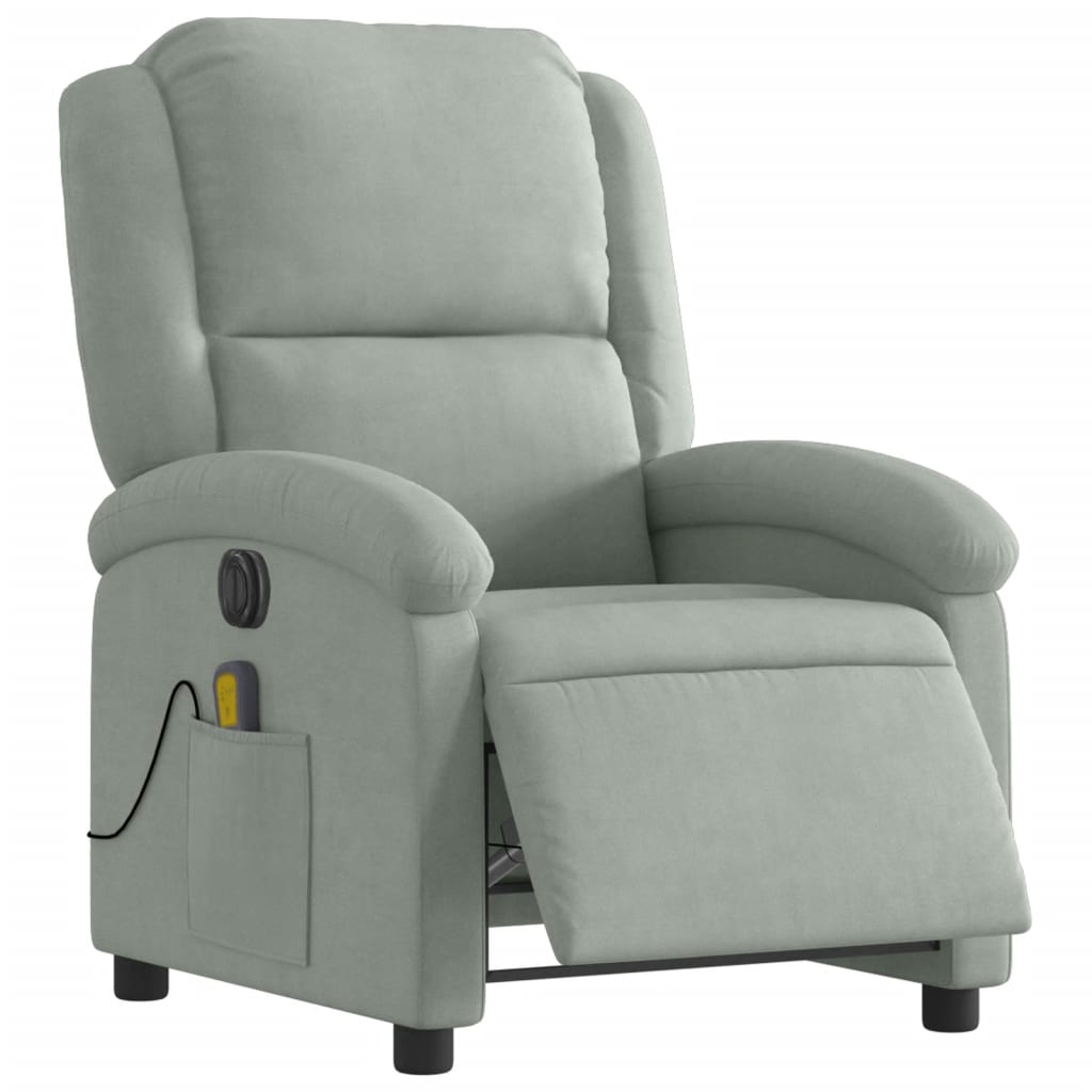 Poltrona Elettrica Massaggi Reclinabile Grigio Chiaro Vellutocod mxl 108839