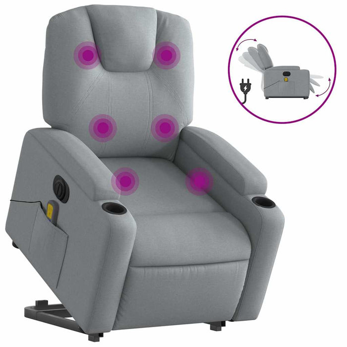 Poltrona Alzapersona Massaggi Elettrica Grigio Chiaro Tessuto 3204404