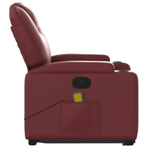 Poltrona Alzapersone Massaggi Reclinabile Rosso Vino Similpelle 3204441