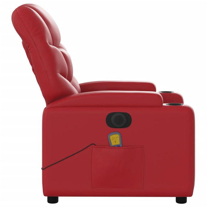 Poltrona Massaggio Elettrica Reclinabile Rosso Similpelle 3204656