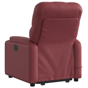 Poltrona Alzapersone Massaggi Reclinabile Rosso Vino Similpelle 3204783