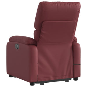 Poltrona Alzapersone Massaggi Reclinabile Rosso Vino Similpelle 3204897