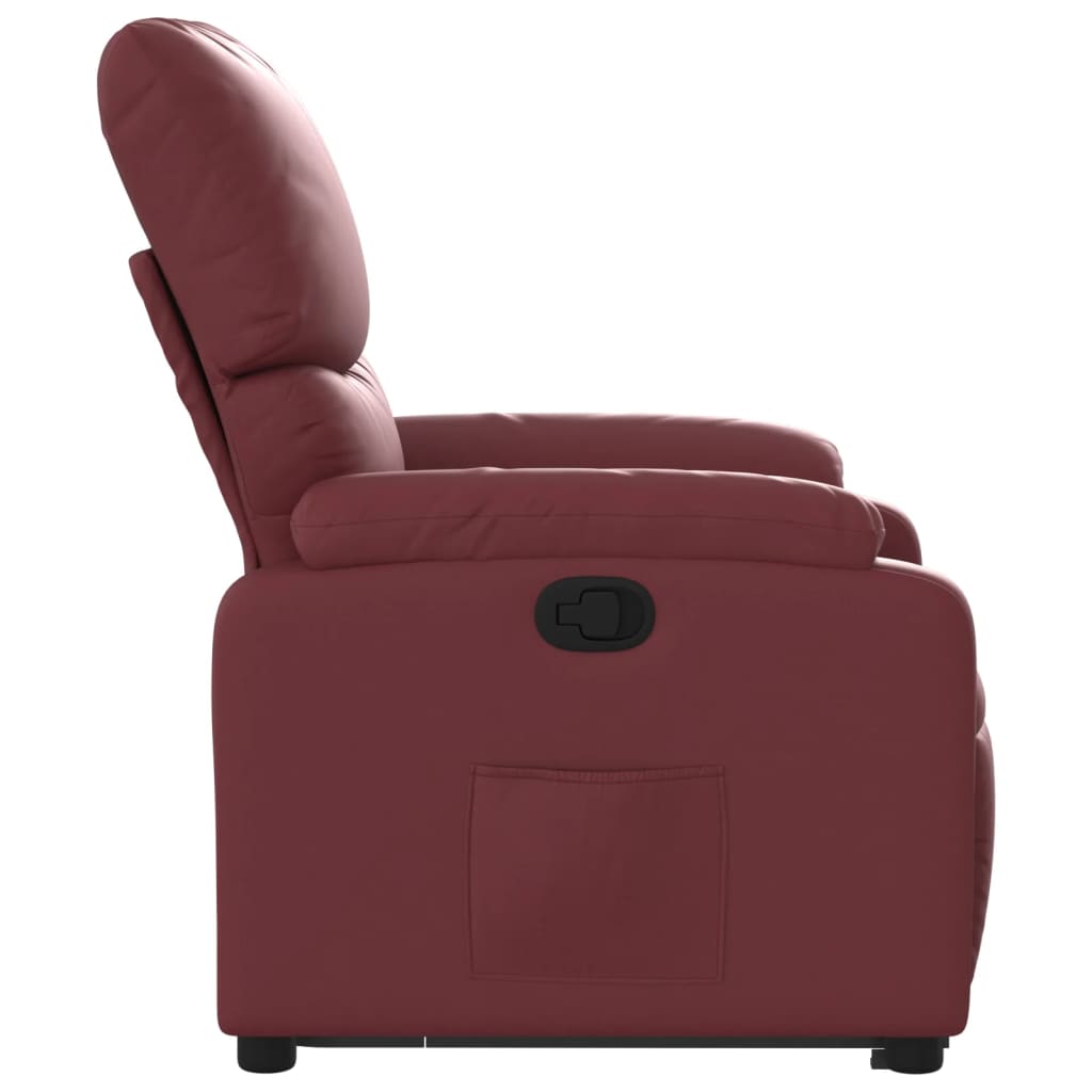 Poltrona Alzapersone Massaggi Reclinabile Rosso Vino Similpelle 3204897