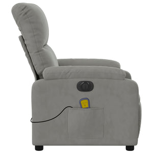 Poltrona Reclinante Massaggi Elettrica Grigio Chiaro Microfibra 3204923