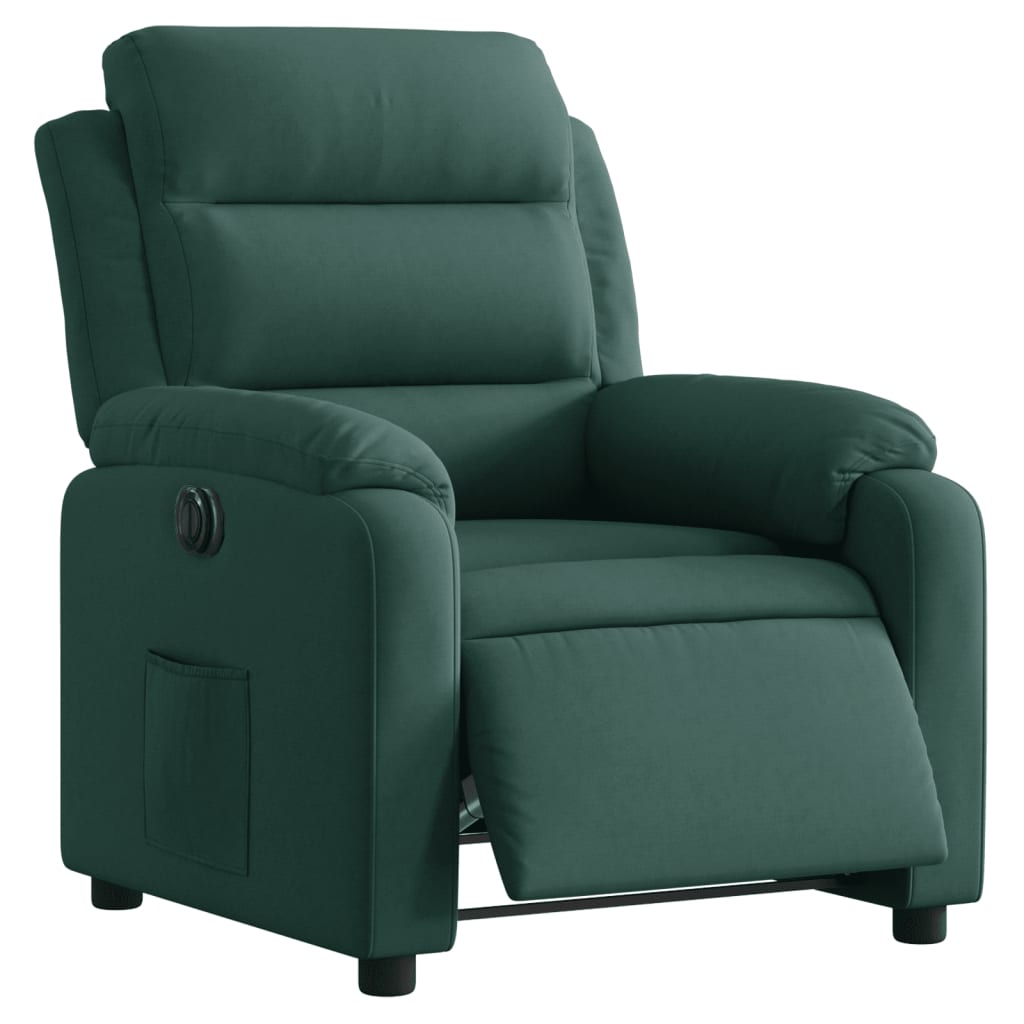 Poltrona Elettrica Reclinabile Verde Scuro in Vera Pelle 3205072