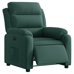 Poltrona Elettrica Reclinabile Verde Scuro in Vera Pelle 3205072