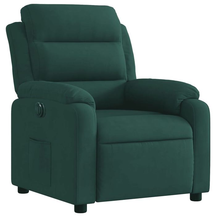 Poltrona Elettrica Reclinabile Verde Scuro in Vera Pelle 3205072