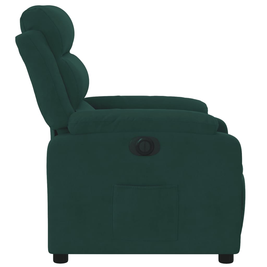 Poltrona Elettrica Reclinabile Verde Scuro in Vera Pelle 3205072