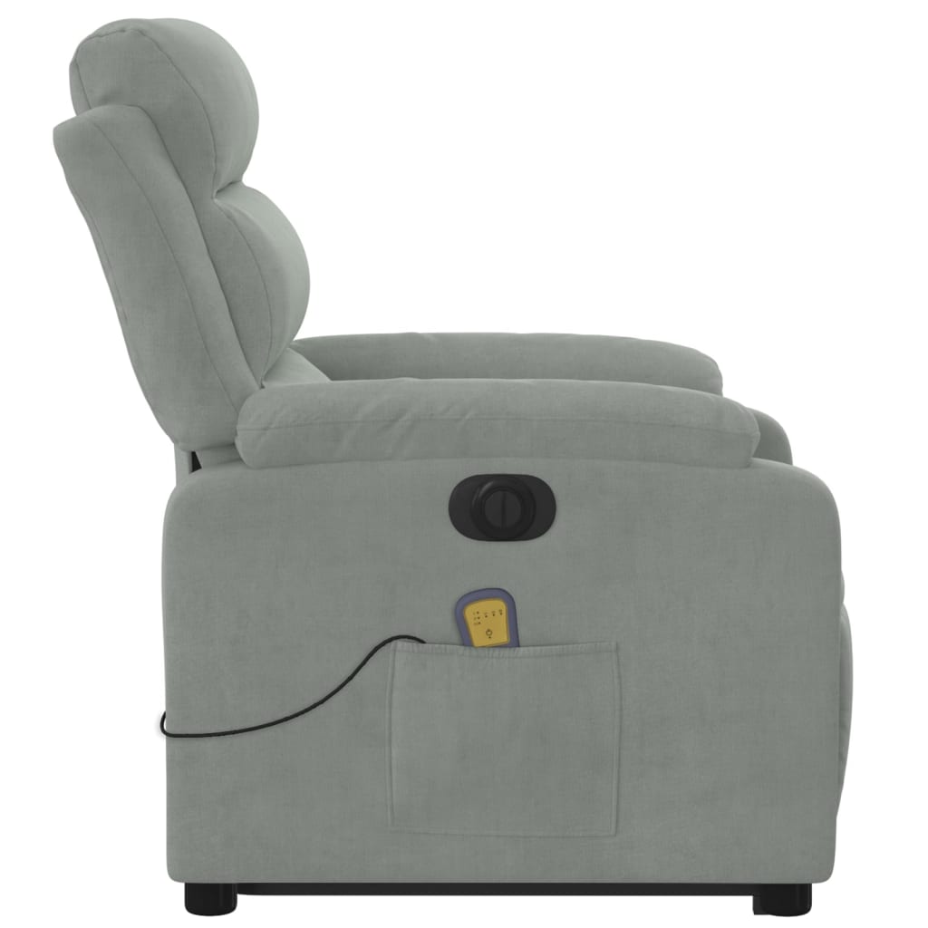 Poltrona Alzapersona Massaggi Elettrica Grigio Chiaro Velluto 3205125