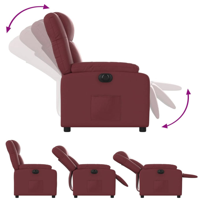 Poltrona Reclinabile Elettrica Rosso Vino in Similpelle 3205140